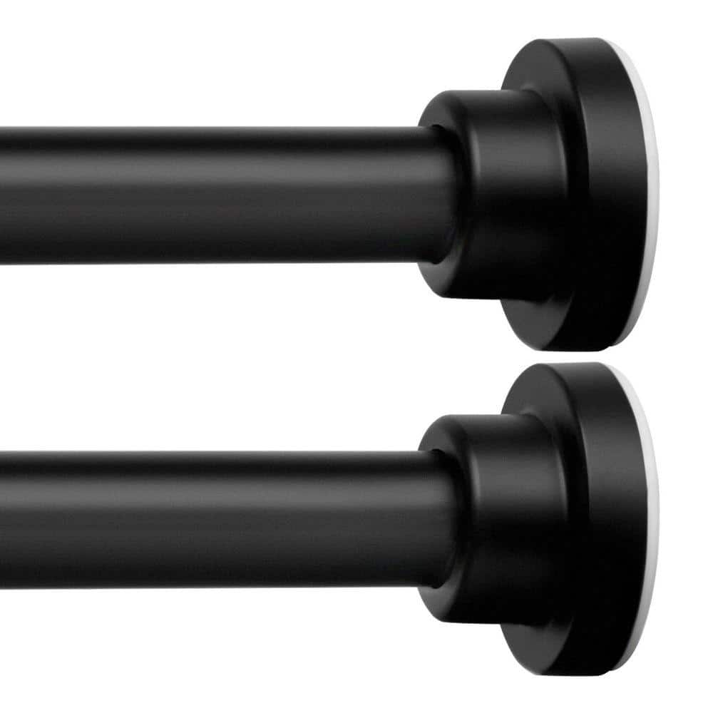 Lynzavix 2pcs 78in. Stainless Steel Adjustable Tension Curtain Rod w/Anti-Slip Design in Matte Black for Window, Bathroom, Closet (1)