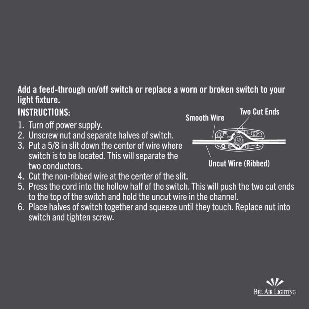 Bel Air Lighting Black 3 Amp Feed-Through On/Off Lamp Switch Replacement (3)