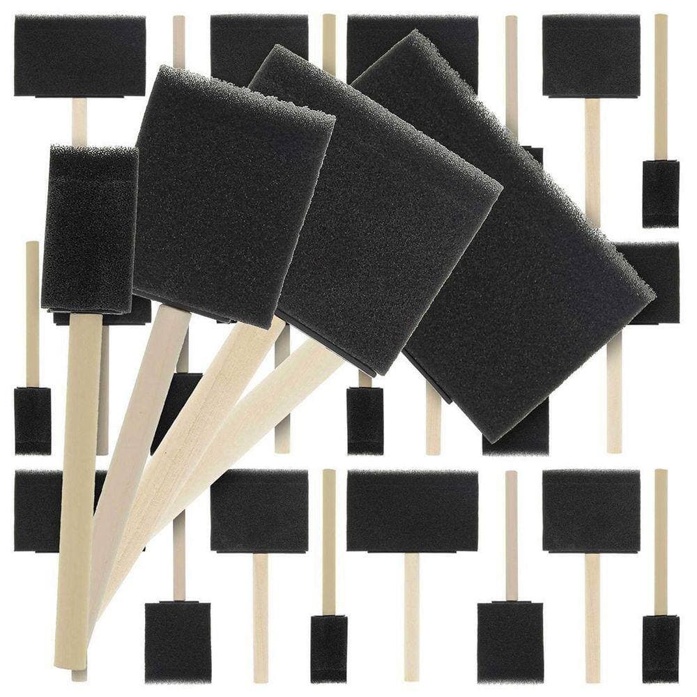Dracelo 1 in. Flat, 2 in. Flat, 3 in. Flat, 4 in. Flat Paint Brush Set Foam Paint Brushes (40-Pack) (1)