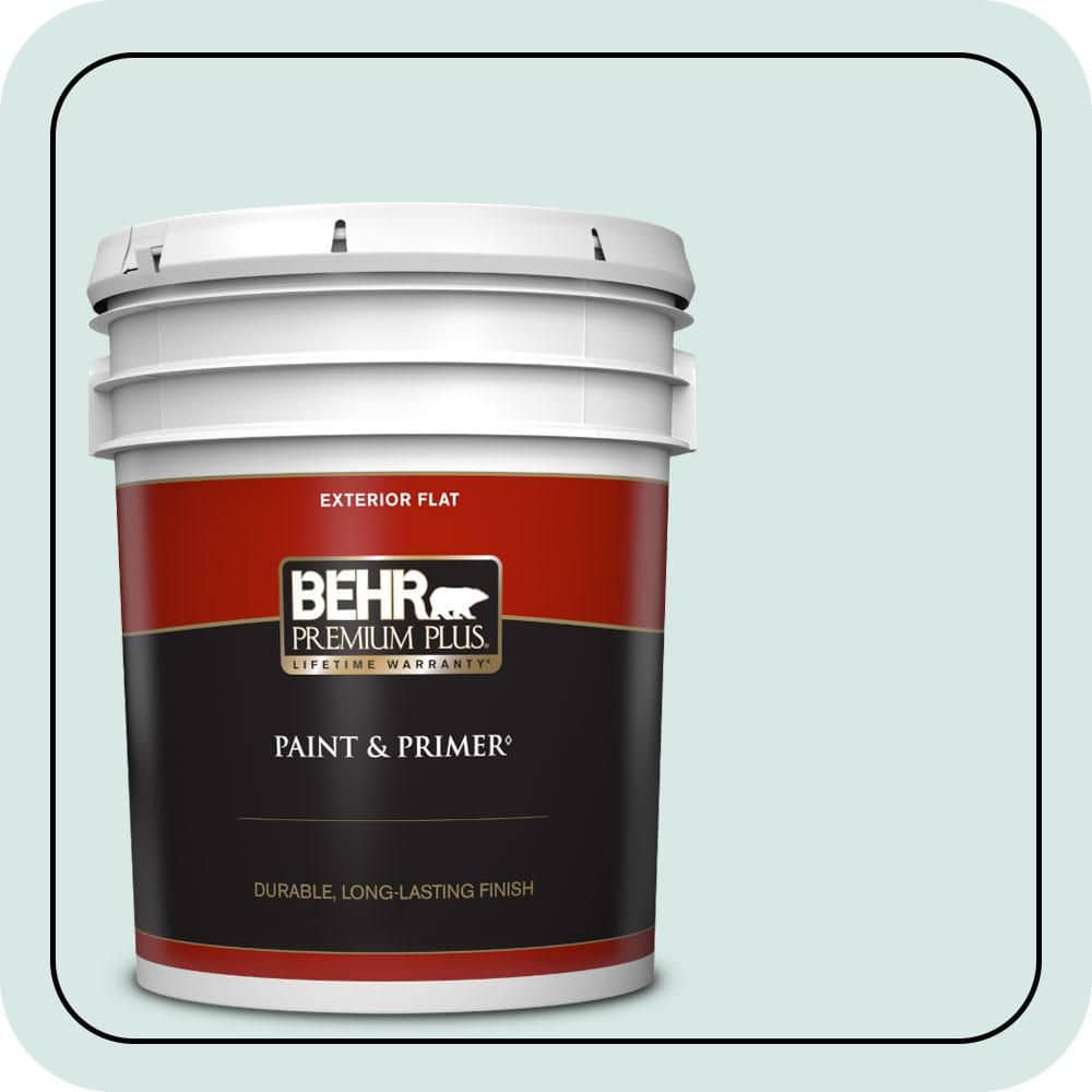 BEHR PREMIUM PLUS 5 gal. #500E-2 Aqua Breeze Flat Exterior Paint & Primer