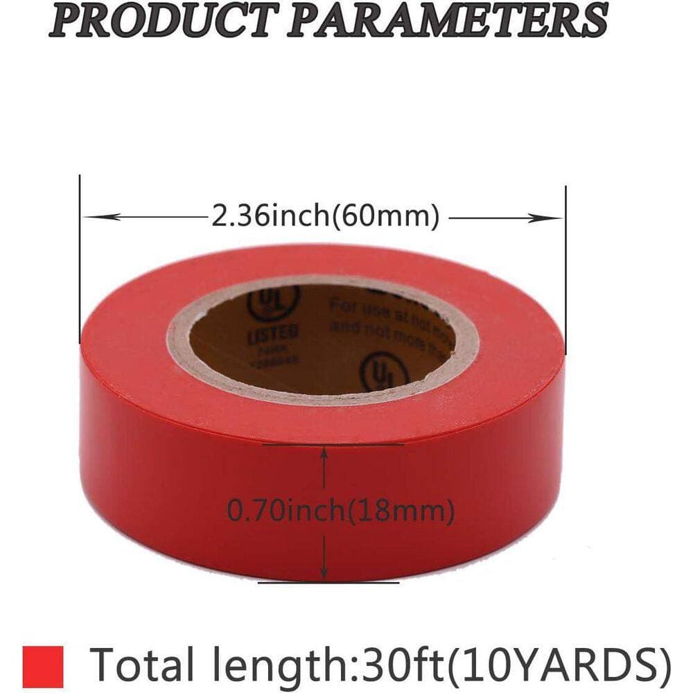 Yichuhaoxi 0.75 in. x 30 ft. Electrical Tape Multi-Colored Flame Retardant Weather Resistant for Home Vehicle Wiring 6-Pack (2)