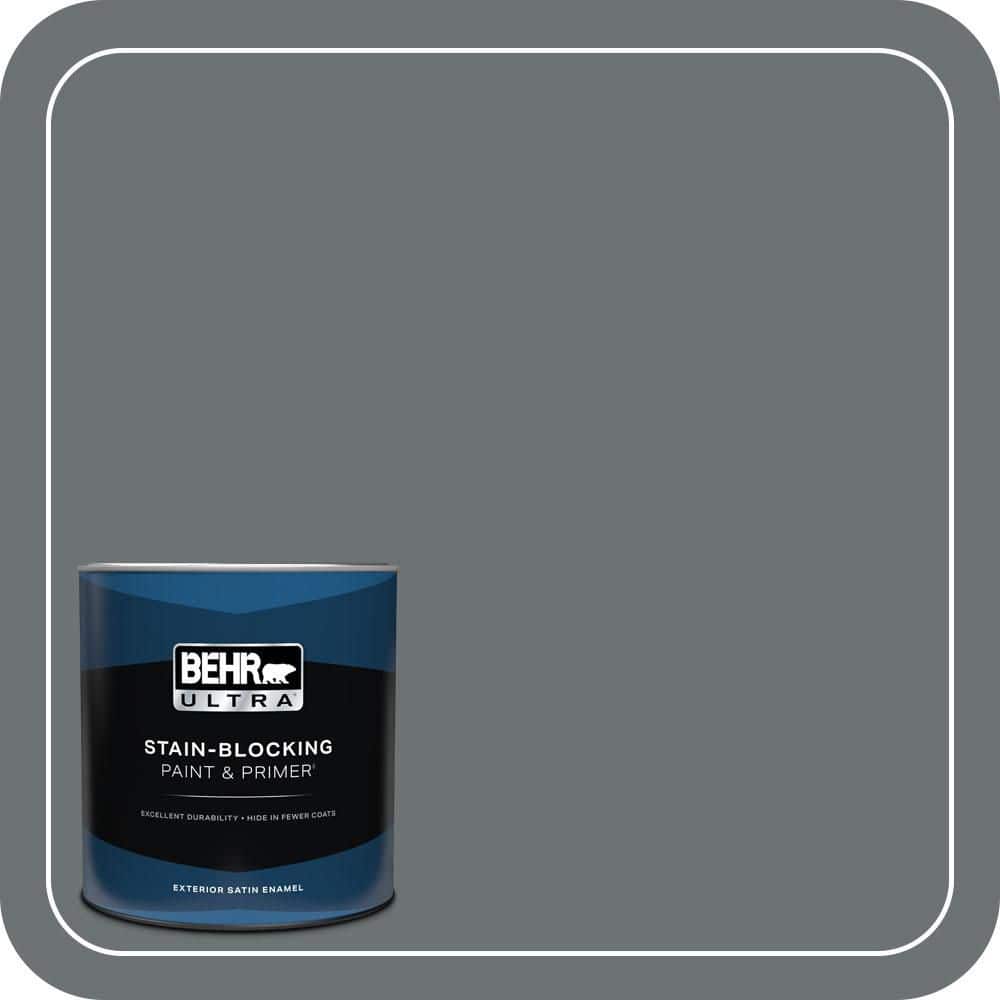 BEHR ULTRA 1 qt. #MQ5-28 Dawn Gray Satin Enamel Exterior Paint & Primer