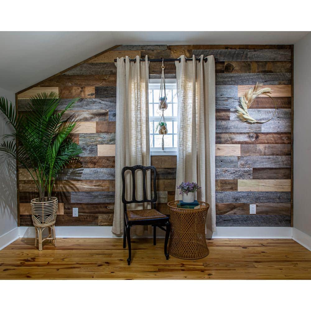 BARNLINE 3/8 in. T x 6 in. W Premium Reclaimed Weathered Barn Wood Boards Accent Wall Kit (20 sq. ft.) (3)