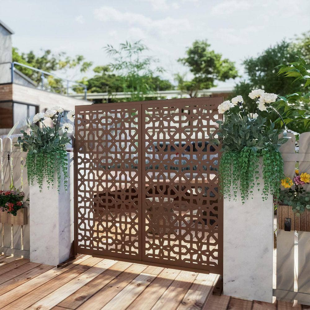 PexFix 6 ft. x 4 ft. Brown Outdoor Galvanized Steel Privacy Screen (2)
