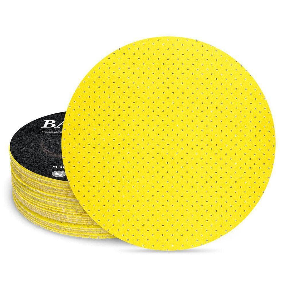 KIWDZFU 9 in. Aluminum Oxide Drywall Sanding Discs with Perforated Design for Improved Dust Extraction 10-Pack (1)