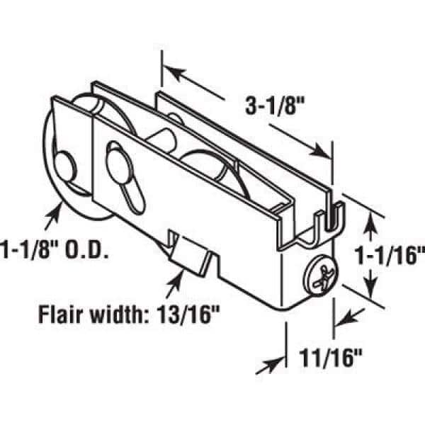 Prime-Line 1-1/4 in., Steel Ball Bearing, C-Tab, Sliding Door Tandem Roller Assembly, Pacific and Elco (2)