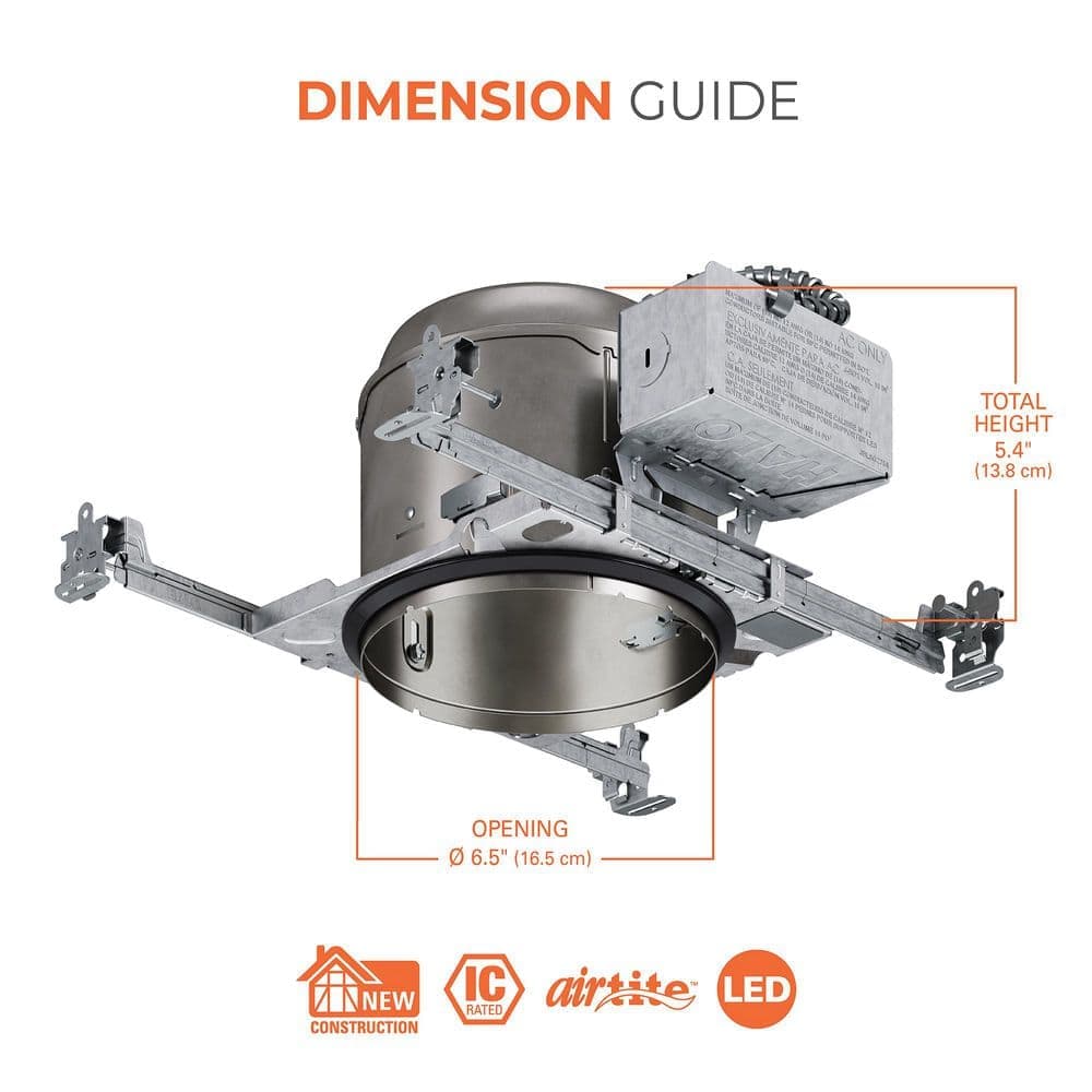 HALO H2750 6 in. Aluminum LED Recessed Lighting Housing for New Construction Shallow Ceiling, T24 Rated, IC Rated, Air-Tite (3)