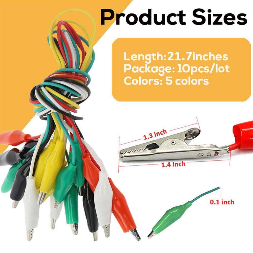 Yichuhaoxi Premium Alligator Clips Electrical 21.7 in. Test Leads Jumper Wires Crocodile Probes Multicolor 60-Pack (2)