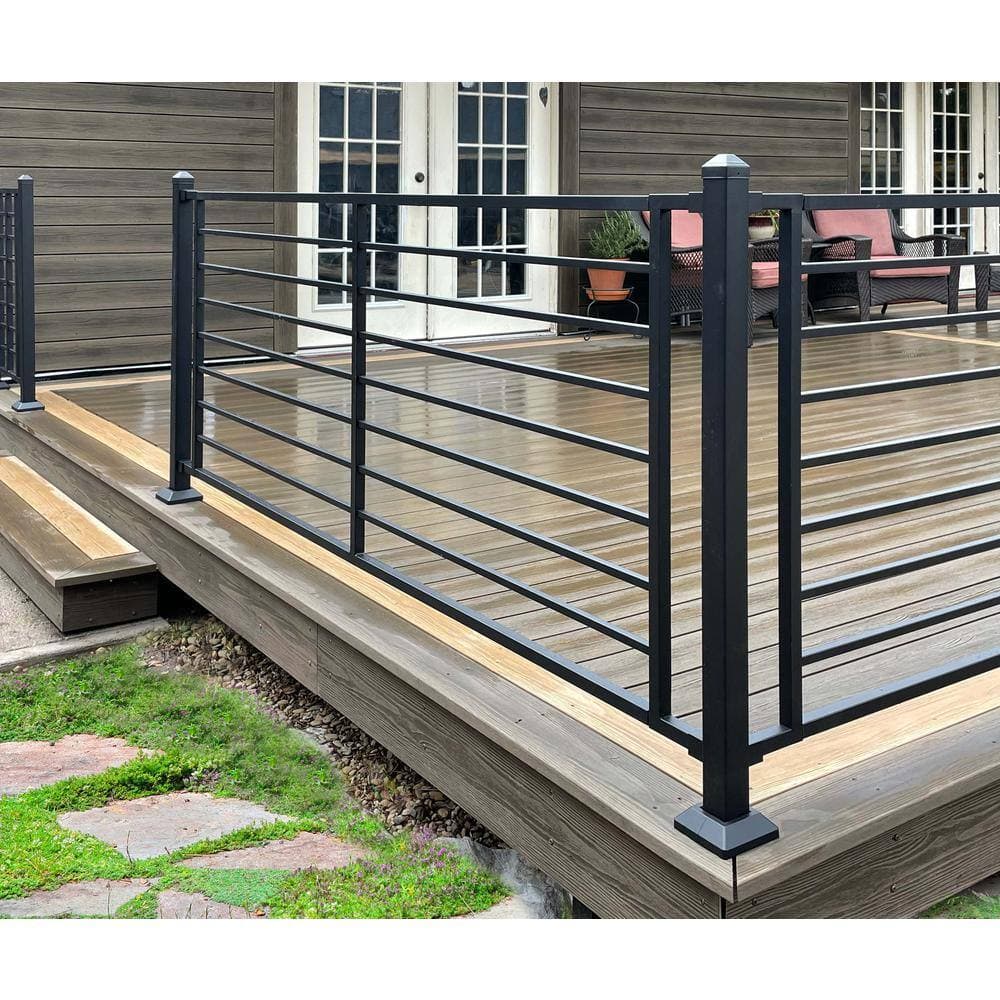 FORTRESS Fe26 Axis 40 in. H x 6 ft. W Black Steel Stair Rail Panel (3)