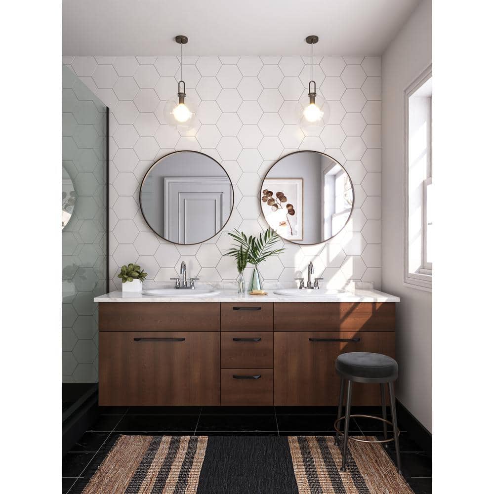 DEERVALLEY 20 in. x 17 in. Round Drop-in Bathroom Sink in White Vitreous China with 4 in. Centerset Faucet Holes and Overflow (2)