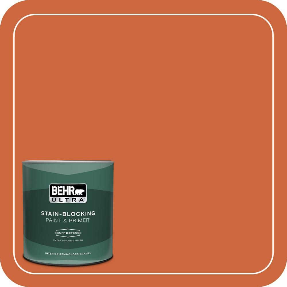 BEHR ULTRA 1 qt. #S-H-250 Pumpkin Patch Extra Durable Semi-Gloss Enamel Interior Paint & Primer