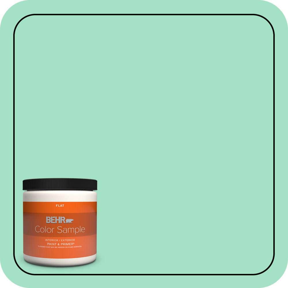 BEHR PREMIUM PLUS #470A-3 Reef Green Flat Interior/Exterior Paint & Primer Color Sample (1)