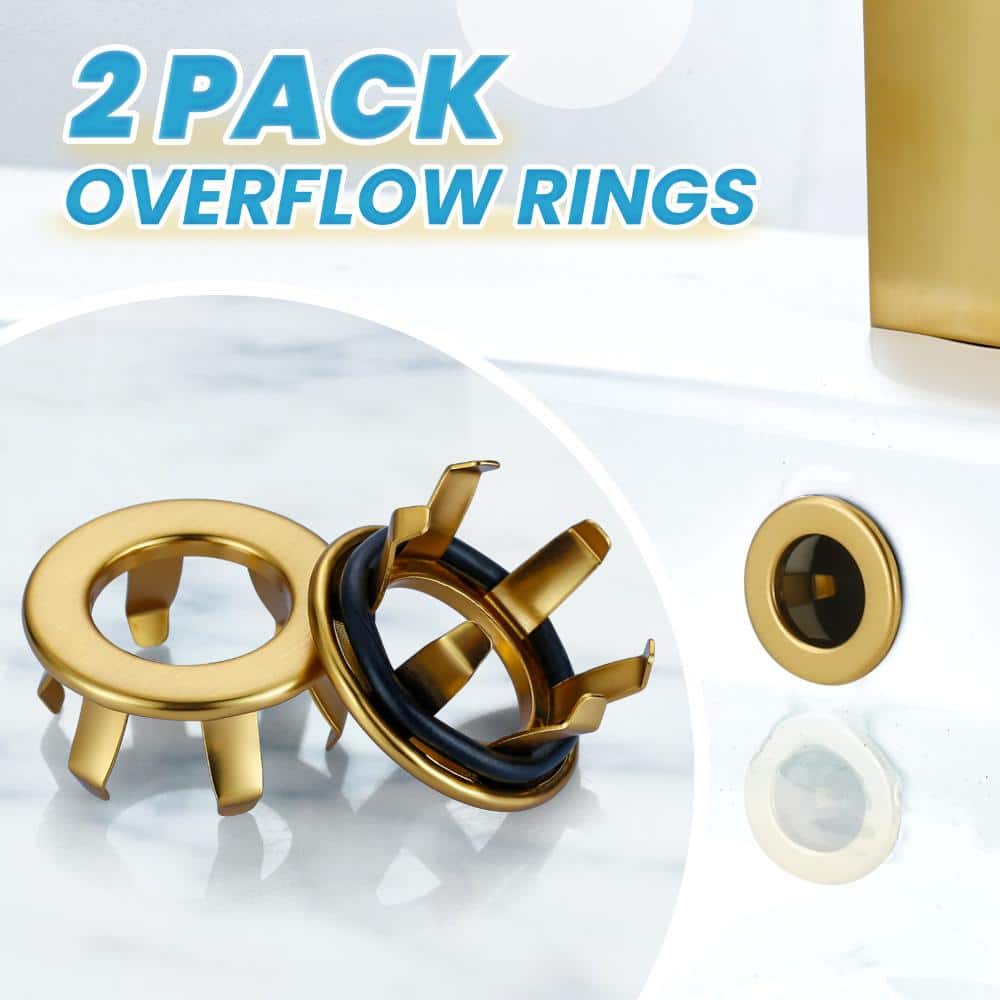 AVITAS 2-Pack 1.08 in. Brass Sink Overflow Rings Universal Fit in Brushed Gold (2)