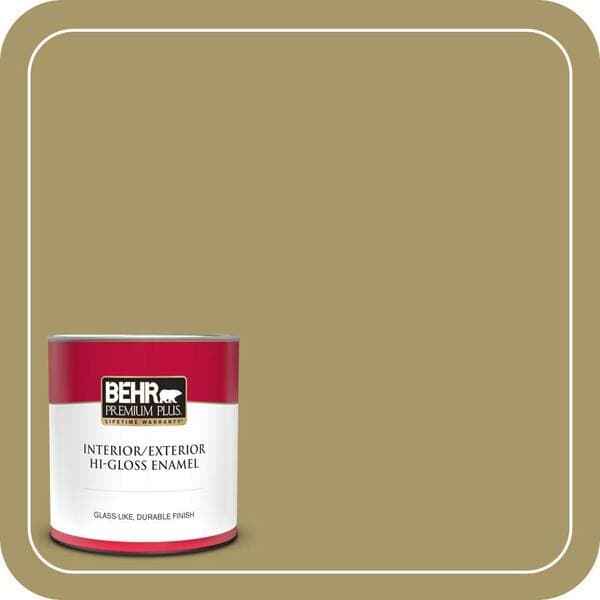 BEHR PREMIUM PLUS 1 qt. #PPU8-05 Eco Green Hi-Gloss Enamel Interior/Exterior Paint & Primer (2)