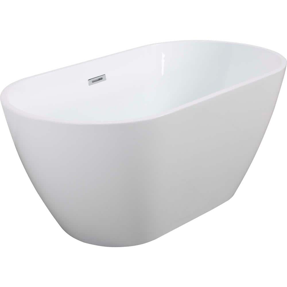 Lycvki 67.00 in. Acrylic Flatbottom Non-Whirlpool Bathtub Classic Oval Soaking Tub with Chrome Overflow (1)