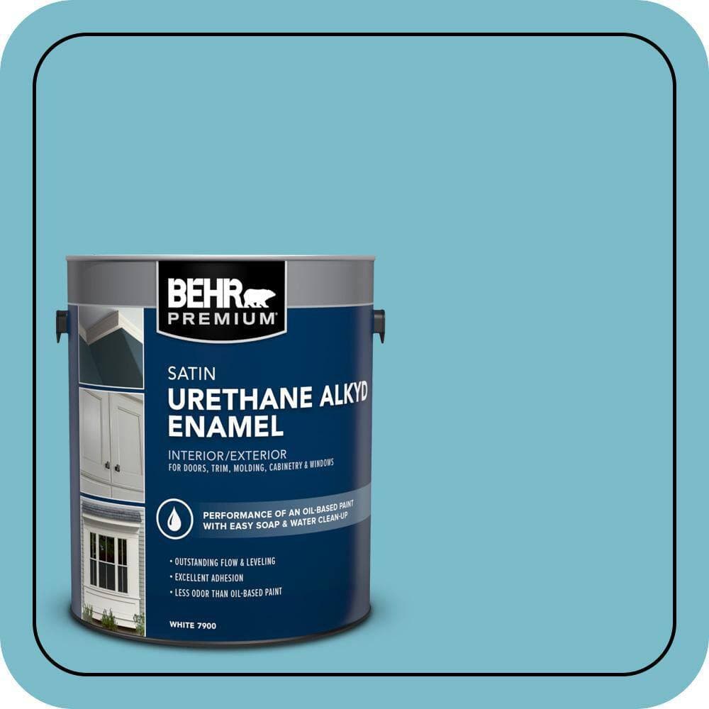 BEHR PREMIUM 1 gal. #M470-4 Azure Lake Urethane Alkyd Satin Enamel Interior/Exterior Paint (1)