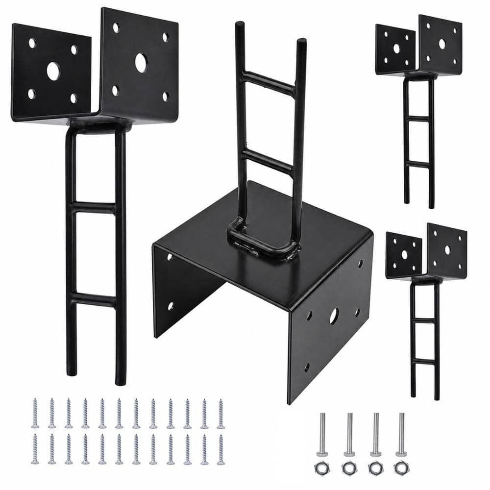 Unbranded 6x6 Adjustable Post Base Bracket for Concrete U Shape Anchor Galvanized Steel Deck Pergola Post Support 4 Pack
