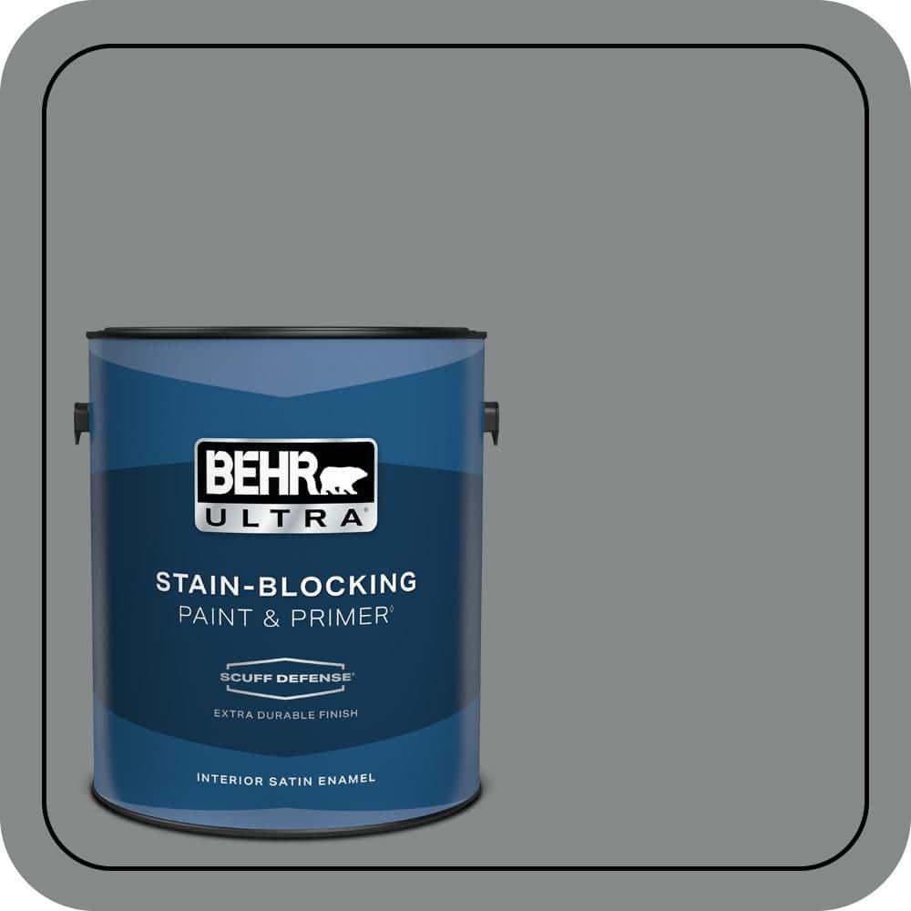BEHR ULTRA 1 gal. #N460-5 Slate Rock Extra Durable Satin Enamel Interior Paint & Primer