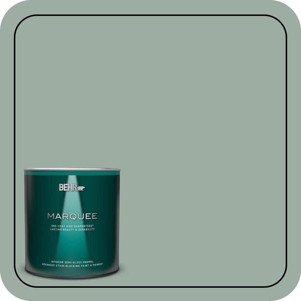 BEHR MARQUEE 1 qt. #N420-3 Misty Moss One-Coat Hide Semi-Gloss Enamel Interior Paint & Primer