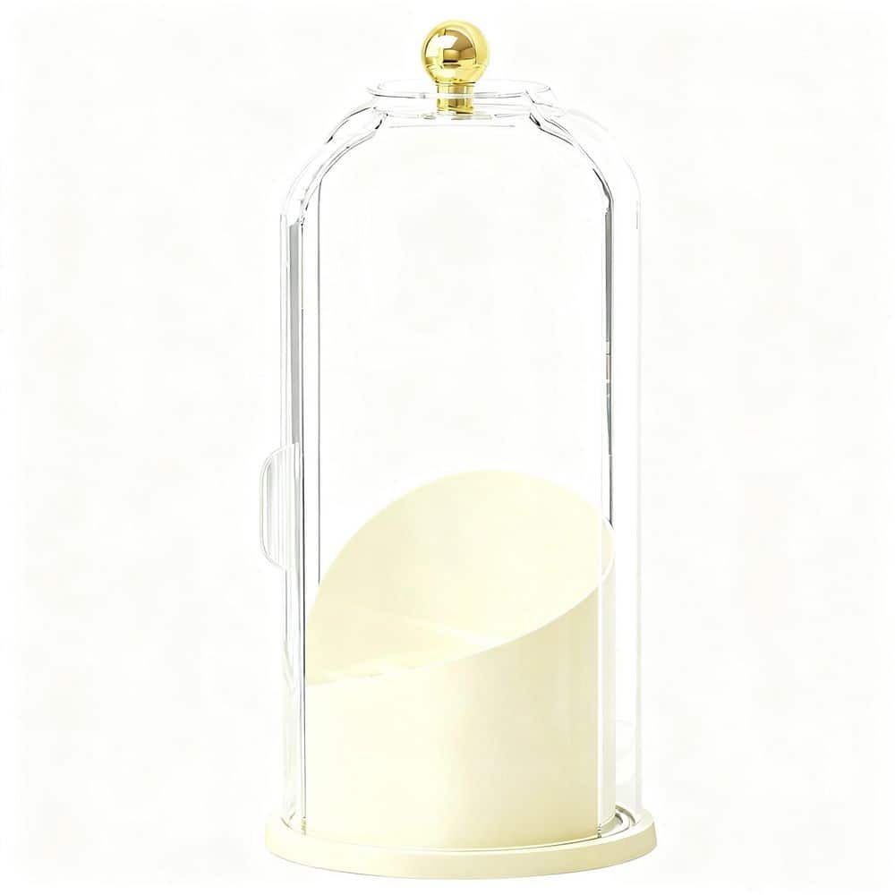 Wudkey Covered Toothbrush Holder with 180° Dustproof Sliding Lid, 360° Smooth Rotating Base in Creamwhite (1)