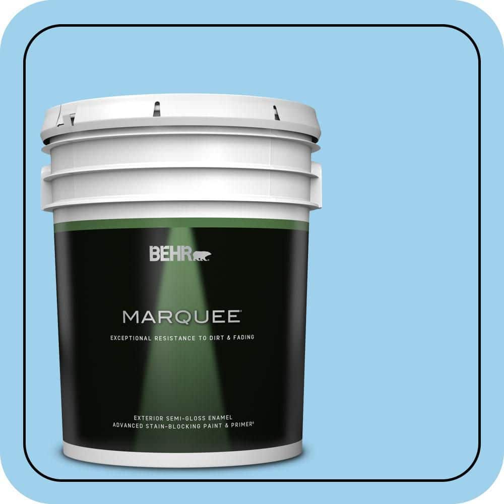 BEHR MARQUEE 5 gal. #P500-3 Spa Blue Semi-Gloss Enamel Exterior Paint & Primer