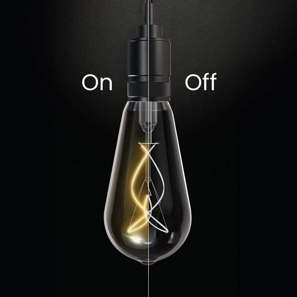 Feit Electric 60W Equiv. ST19 Dim. Knot White Filament Clear Glass E26 Vintage Edison LED Straight Tapered Light Bulb Soft White 2-PK (3)