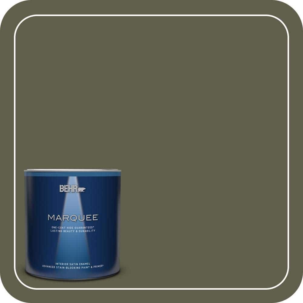 BEHR MARQUEE 1 qt. #MQ6-58 Fig Tree One-Coat Hide Satin Enamel Interior Paint & Primer