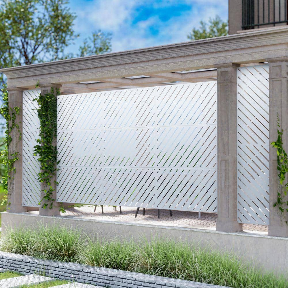 PexFix 72 in. 47 in. Outdoor Metal Galvanized Privacy Screen Fence Garden Panels (2)