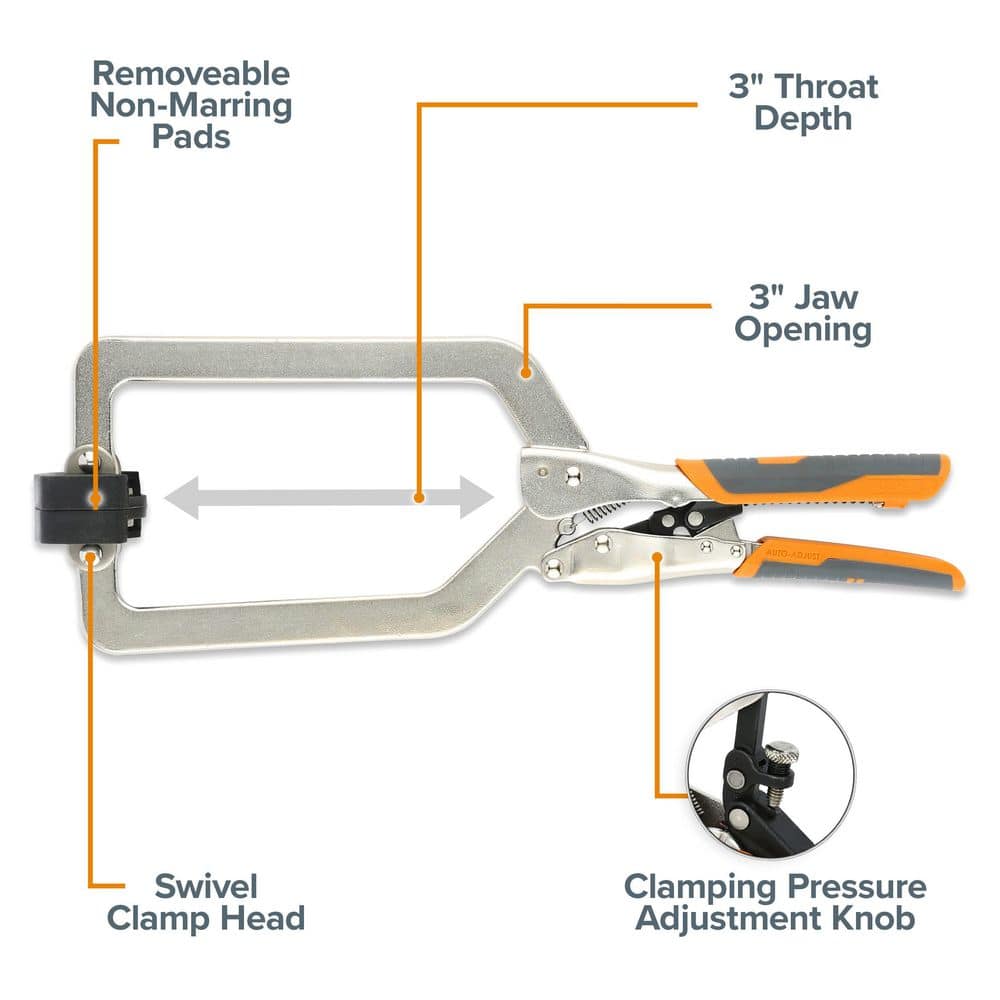BORA Auto Maximum Opening 3 in. Multi-Purpose C Clamp 6 in. Throat Depth (2)
