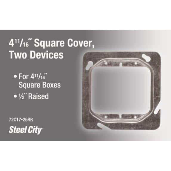 Steel City 1/2 in. Raised 4-11/16 Double Gang Mud Ring (72C17-25RR) (2)