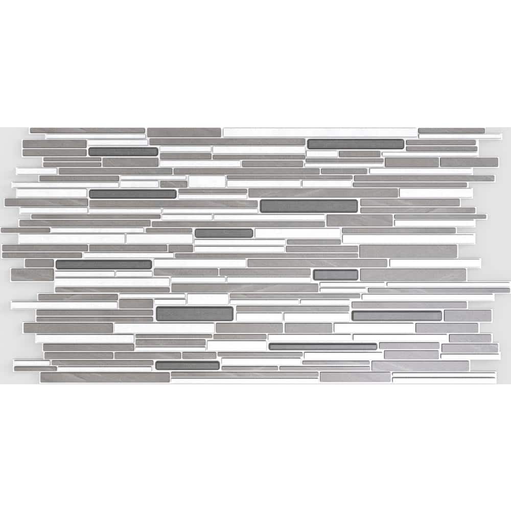 Dundee Deco 3D Falkirk Renfrew II 1/50 in. x 38 in. x 19 in. White Grey Faux Mosaic PVC Decorative Wall Paneling (10-Pack) (3)