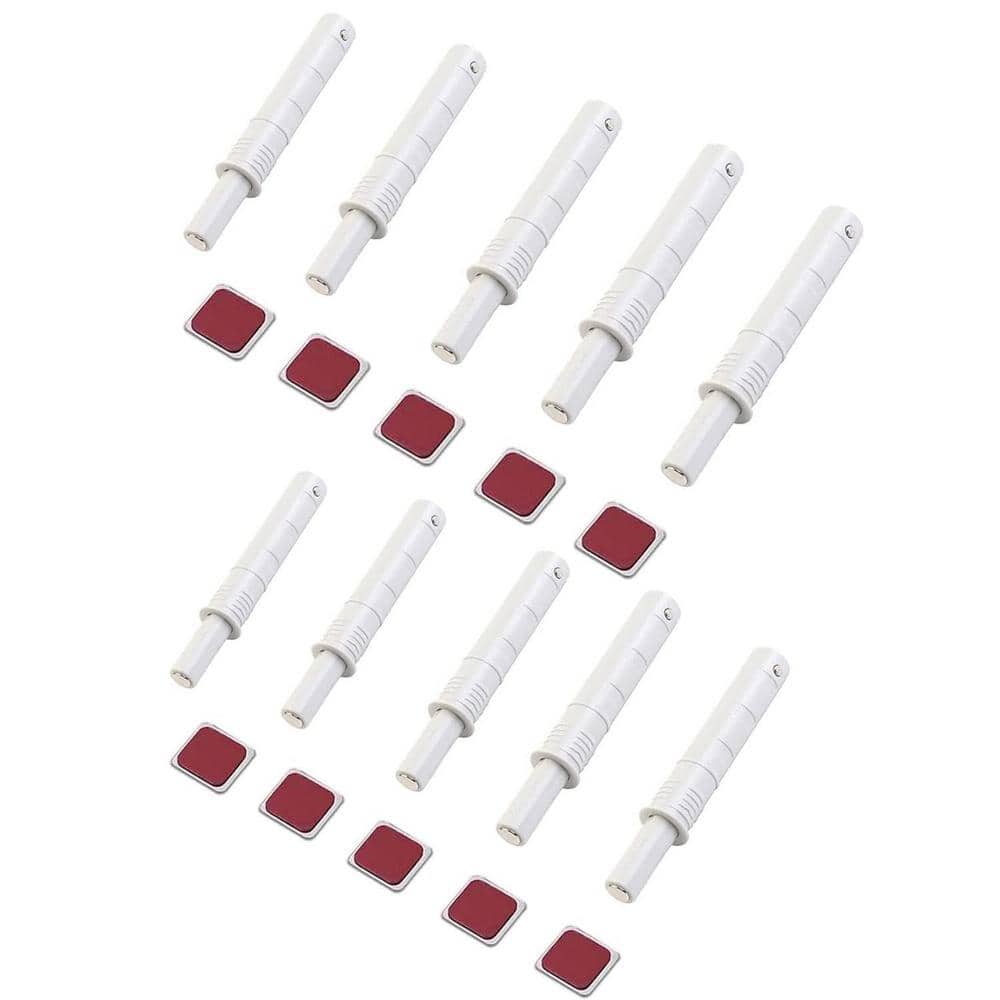 Numhew 10-Pack White Magnetic Push Latches for Cabinet Door, Cabinet Magnet Latch, Soft Quiet Close Closers for Drawer Door (1)