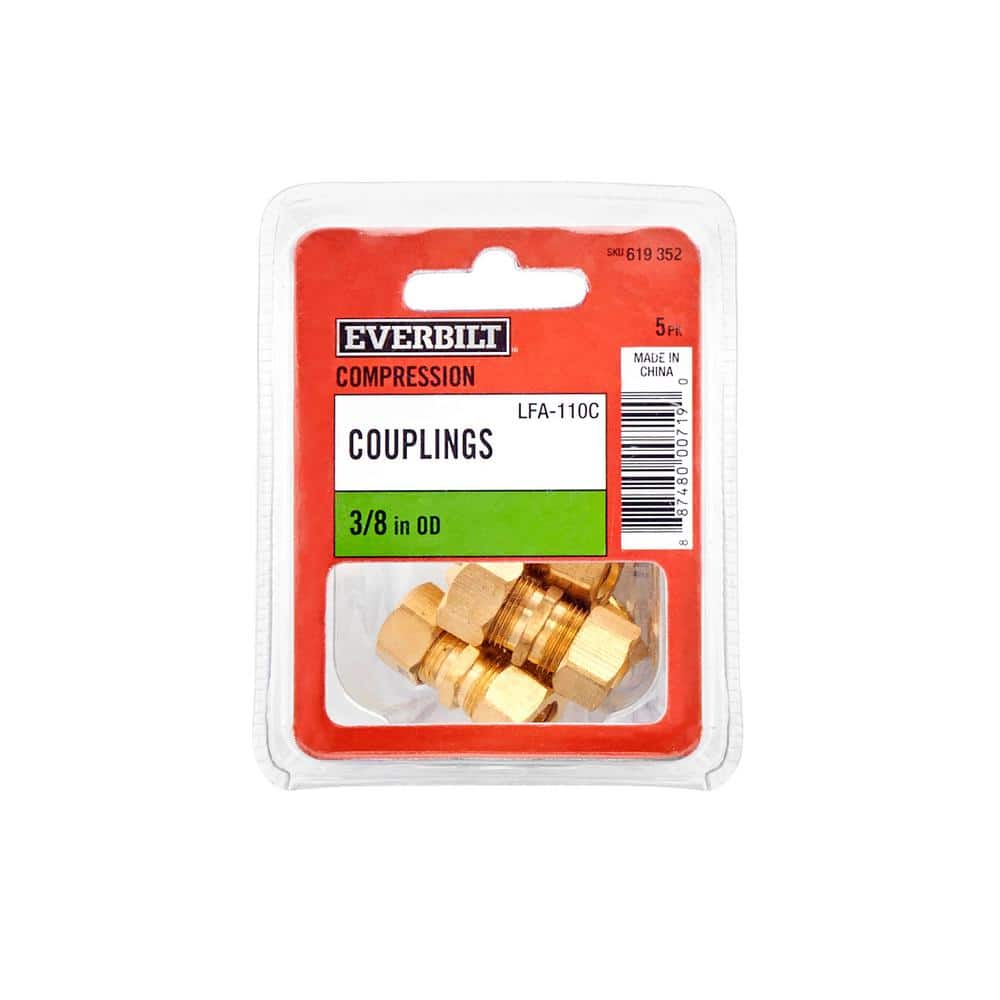 Everbilt 3/8 in. Compression Brass Coupling Fitting (5-Pack) (3)