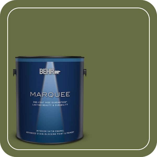 BEHR MARQUEE 1 gal. #MQ6-62 Coconut Grove One-Coat Hide Satin Enamel Interior Paint & Primer (2)