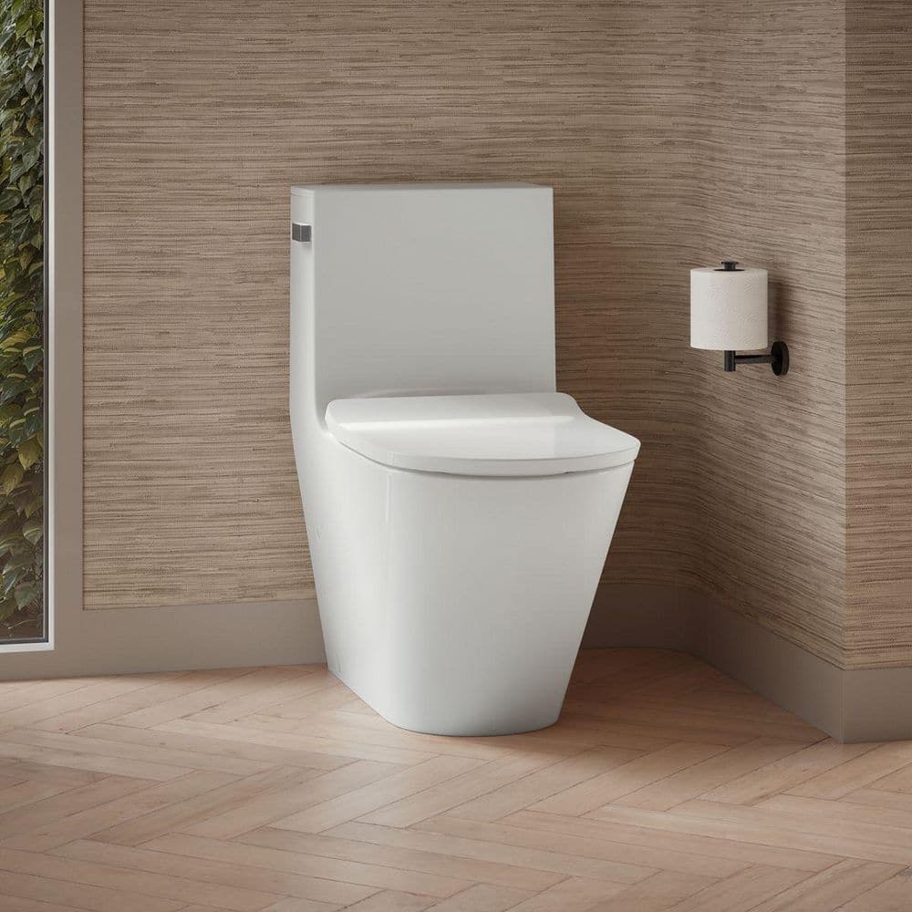 KOHLER Brazn 12 in. Rough In 1-Piece 0.8 GPF Dual Flush Elongated Toilet in White Seat Not Included (1)