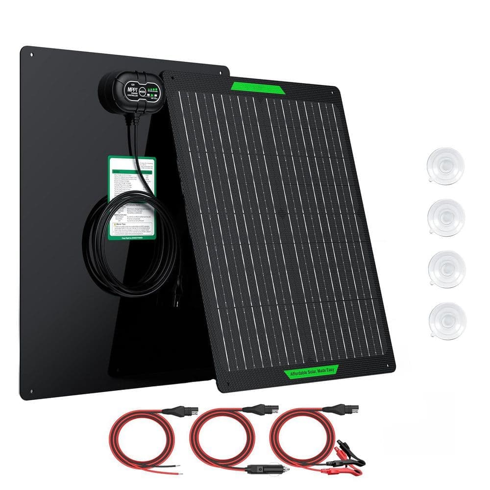 Vrbgify 30-Watt Thin-Film Solar Panel with Built-In Ultra Smart Charge Controller, 12-Volt Solar Panel Trickle Charging Kits (1)