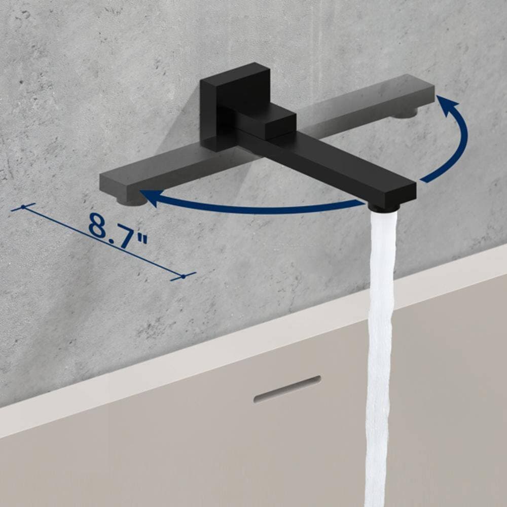 Wudkey 1-Piece Folding Bathtub Shower Faucet, Rain Shower Head System in Black with Faucet Set, Handheld, Mounting Hardware (3)
