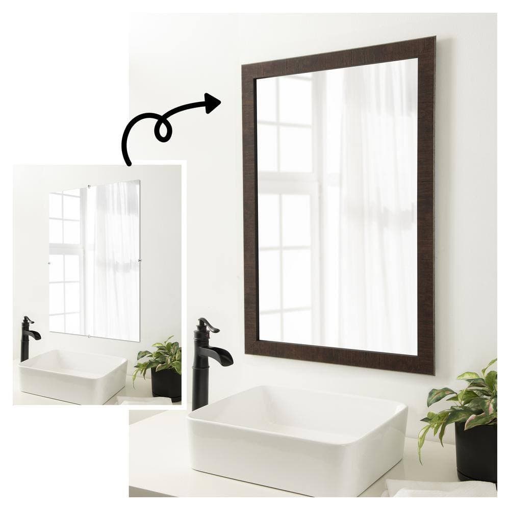Amanti Art Mirror Makeover Wildwood Brown Narrow 49.25 in. W x 37.25 in. H Bathroom Mirror Frame Border Kit-Fits a 48 x 36 Mirror (2)