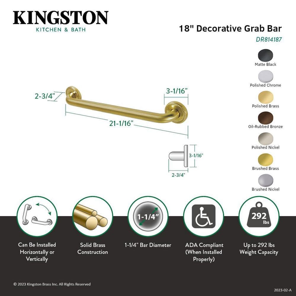 Kingston Brass Laurel 21.06 in. x 2.75 in. Grab Bar in Polished Brass (2)