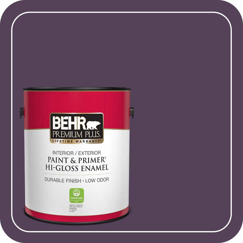 BEHR PREMIUM PLUS 1 gal. #S-H-680 Purple Bloom Hi-Gloss Enamel Interior/Exterior Paint & Primer (1)