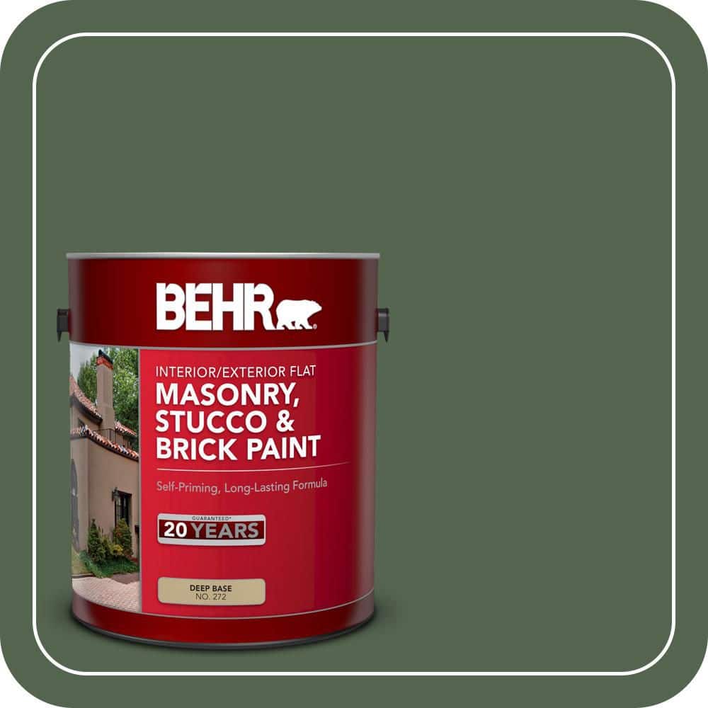 BEHR 1 gal. #S410-7 Equestrian Green Flat Interior/Exterior Masonry, Stucco and Brick Paint