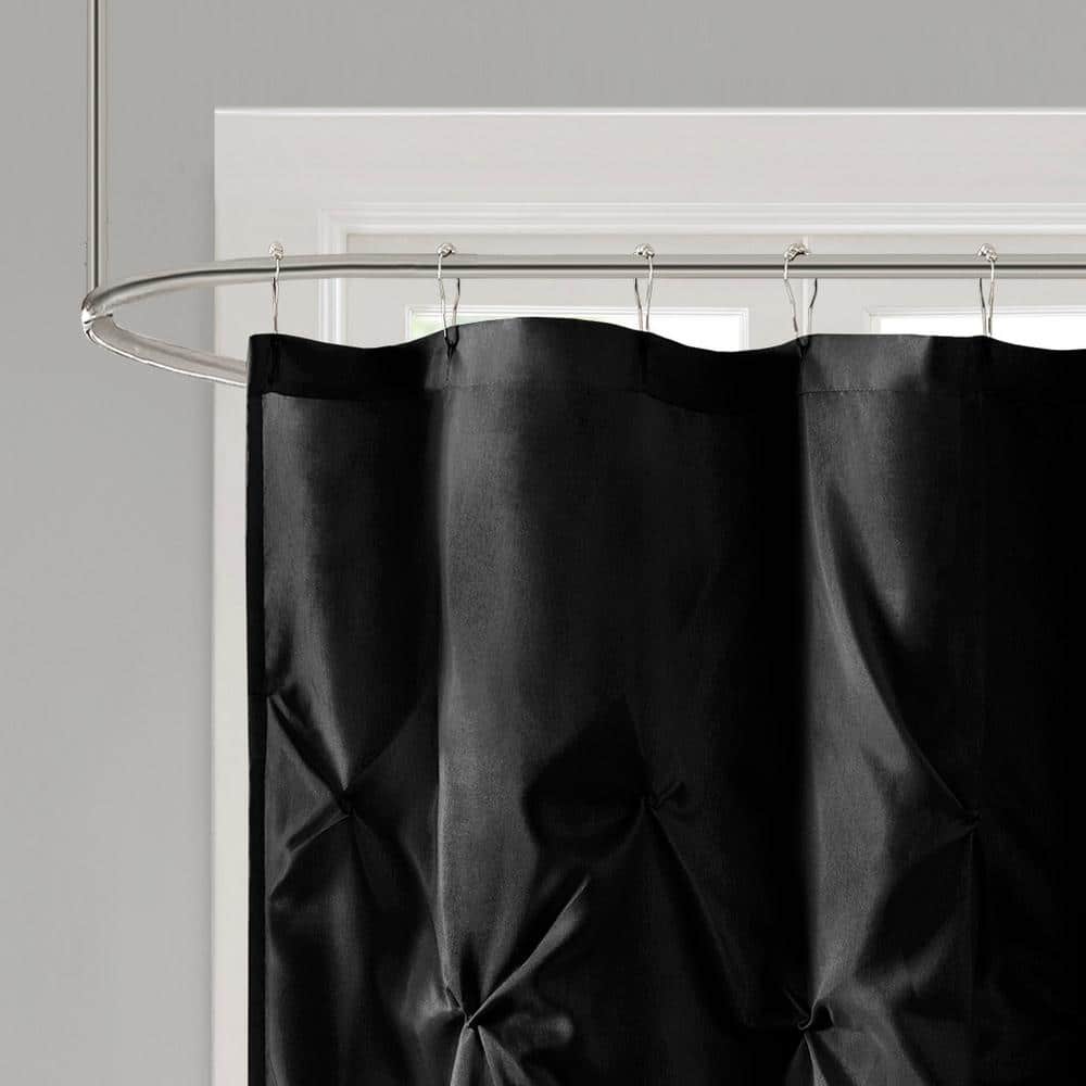 Unbranded 72 in. W x 72 in. L Polyester Tufted Semi-Sheer Shower Curtain in Black for Bath (2)