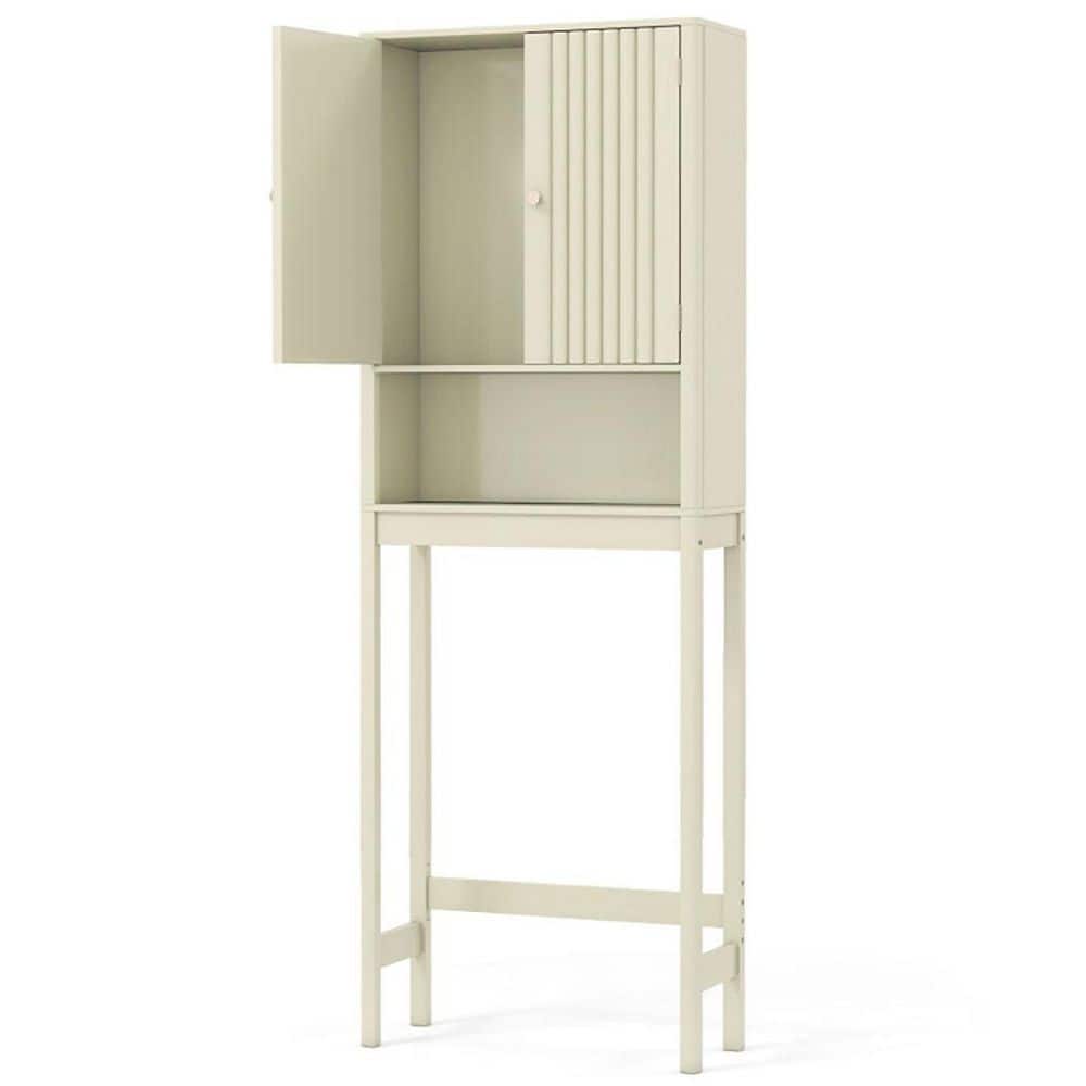 Boyel Living 23.5 in. W x 66 in. H x 9 in. D Beige Over The Toilet Storage with Doors and Open Shelves (1)