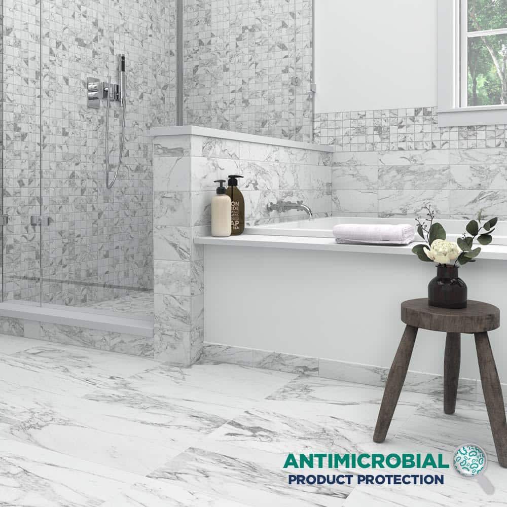 Marazzi EpicClean Milton Arabescato Marble 12 in. x 12 in. Glazed Ceramic Mosaic Tile (1 sq. ft. / piece) (3)