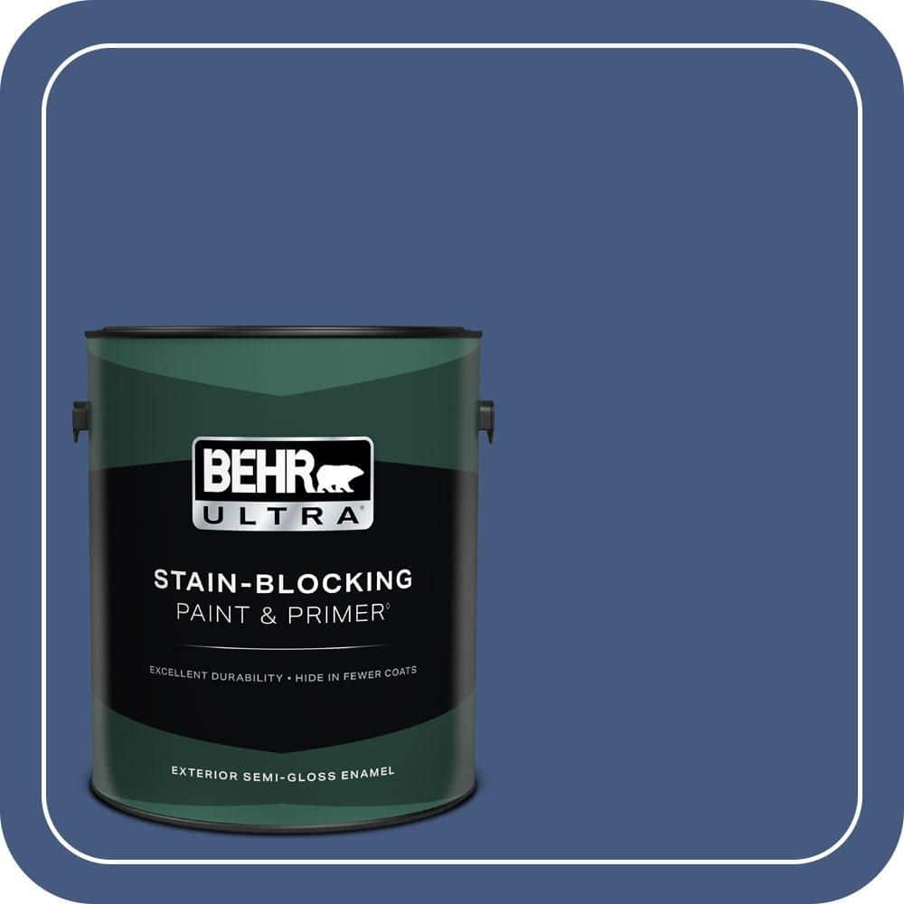 BEHR ULTRA 1 gal. #M540-7 Optimum Blue Semi-Gloss Enamel Exterior Paint & Primer