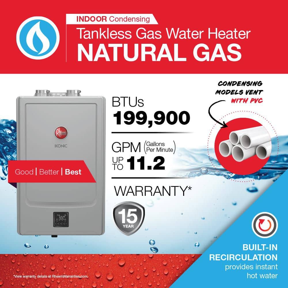 Rheem IKONIC GPM Smart Super High Efficiency Indoor or Outdoor Tankless Water Heater with Recirculation (2)