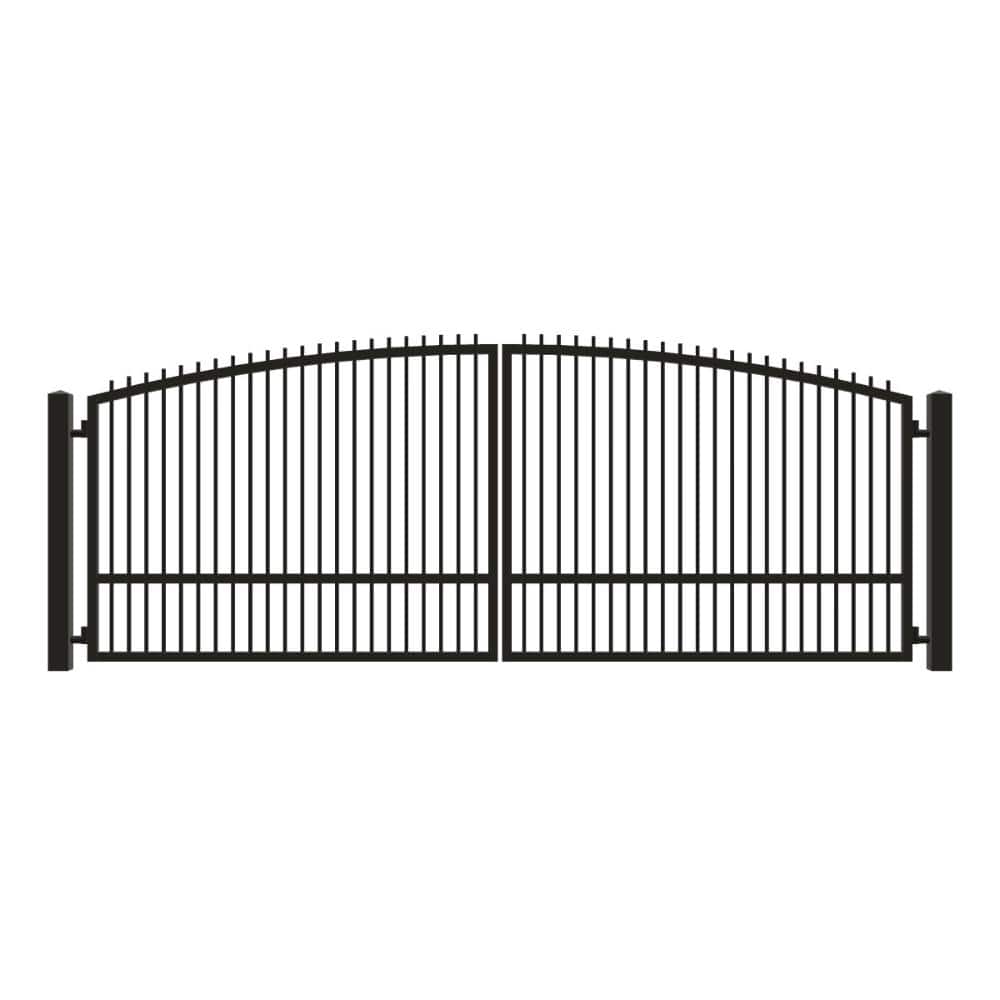 Unbranded Driveway Gate — Swing, Center, Arch + Finials, Single, Black — 198"W x 72"H (1)