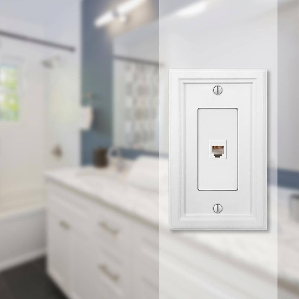 AMERELLE Elly 1 Gang Phone Composite Wall Plate - White (2)