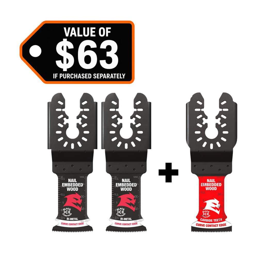 DIABLO 1-1/4 in. Demo Demon Universal Fit Bi-Metal Oscillating Blade for Nail Embedded Wood 2pk with 1-Carbide Blade (3-Pack)