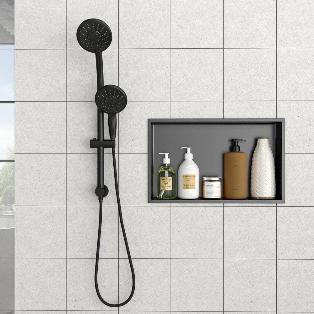 Tenleaf 21 in. W x 13 in. H x 3.94 in. D Stainless Steel Shower Niche (Set of 1) in Gunmetal Black (3)